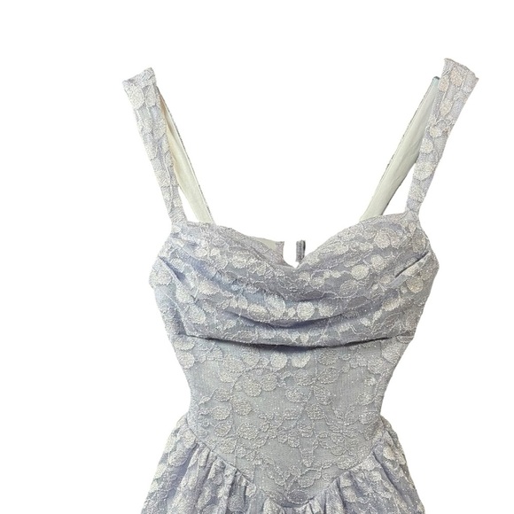Windsor Periwinkle Cutout Back Lace Glitter Skater Dress - Picture 4 of 14